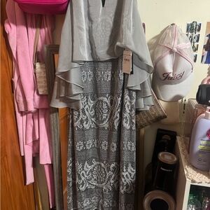 Nordstrom Gray Lace High-Low Dress